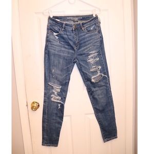AE Ripped Blue Skinny Jeans